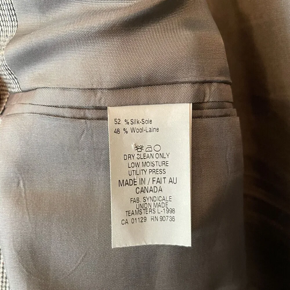 Lauren‎ Ralph Lauren Blazer Men 44R Silk Wool Jacket Union Made Sport Coat Gray - Picture 3 of 6